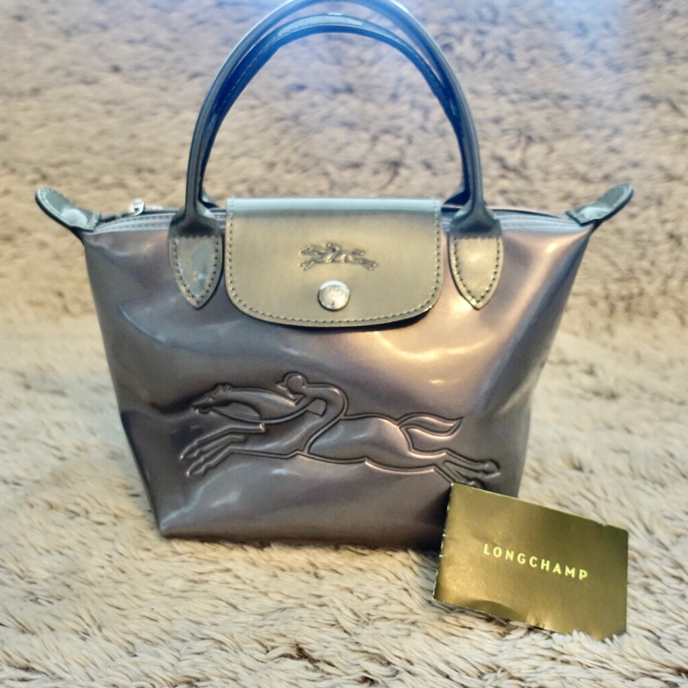 Longshomp Silver Patent Mini Handbag